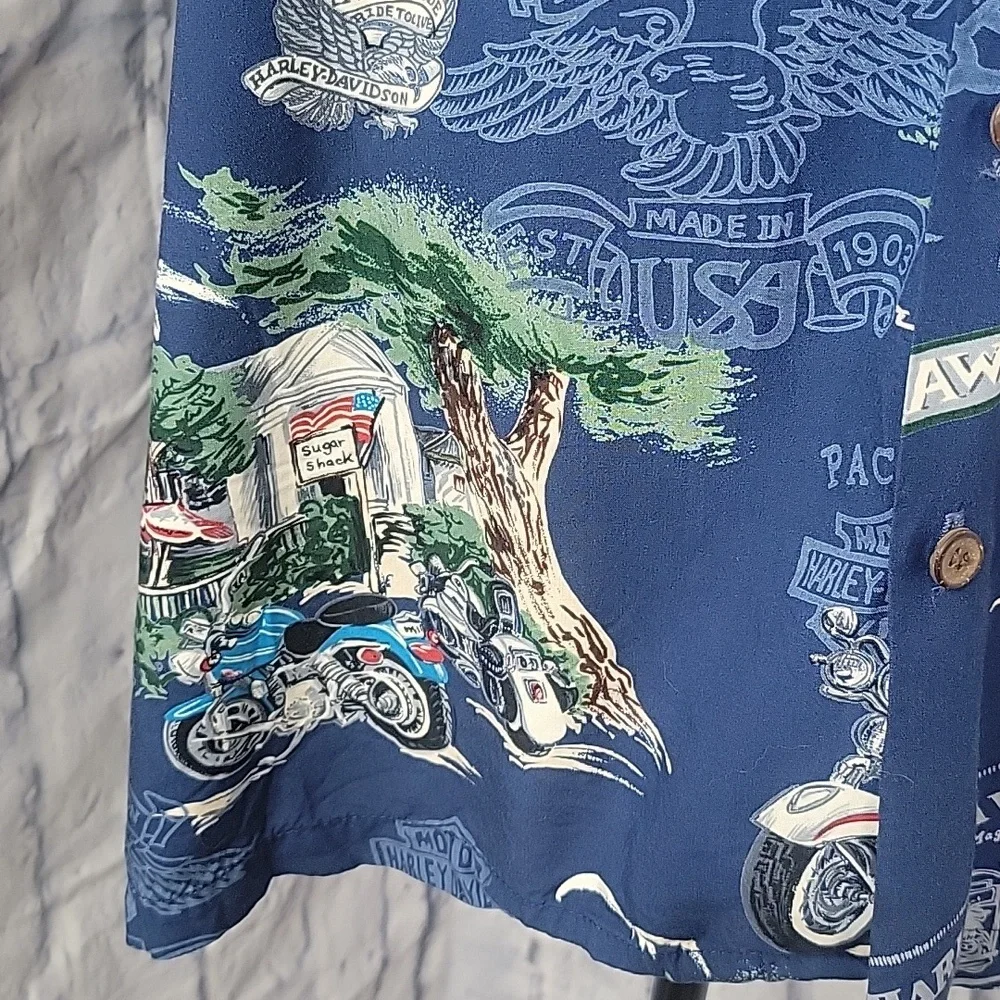 Harley-Davidson Blue‎ Casual Button Down Shirt - Picture 4 of 14
